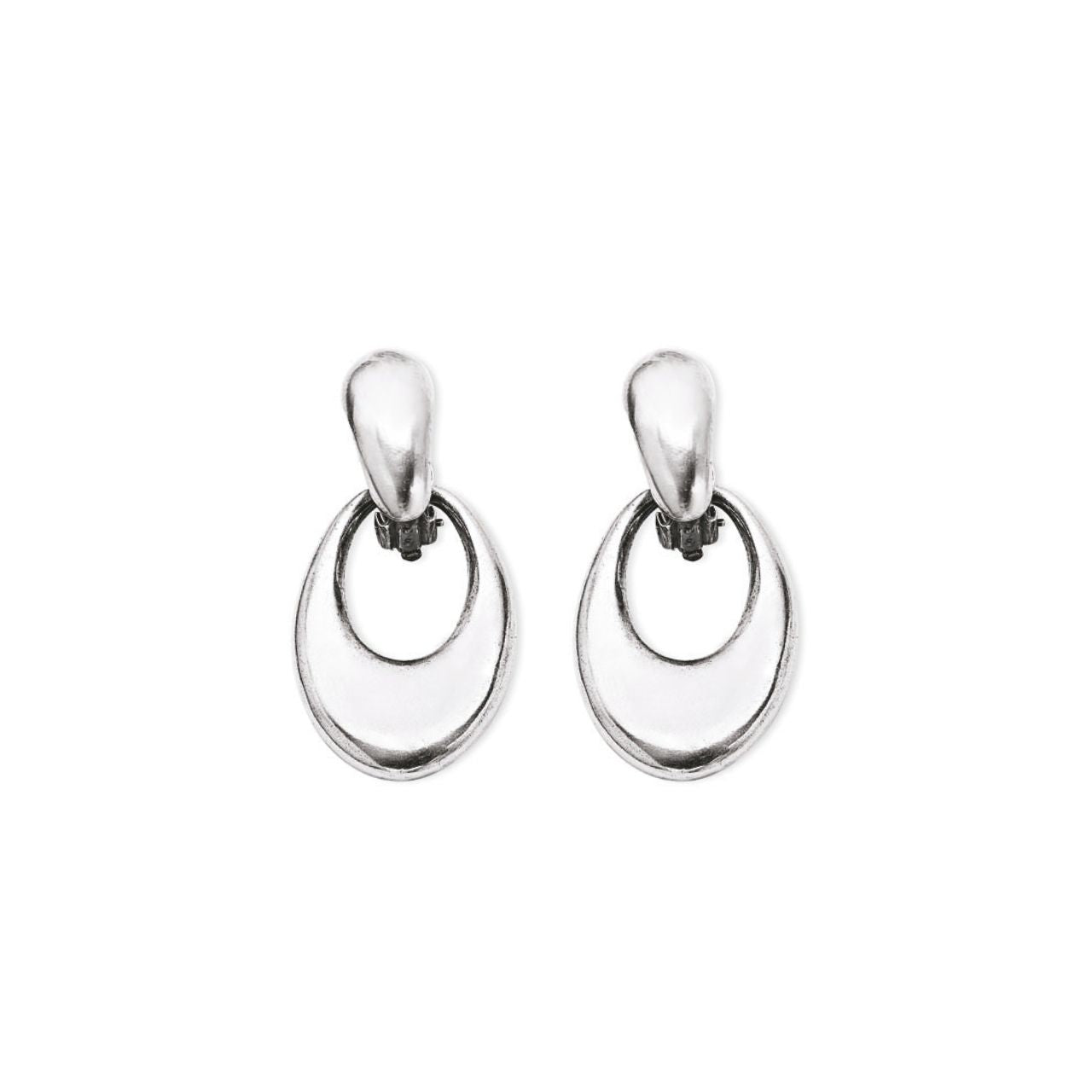 Burnished Silver clip-on Drop Earrings. E2271