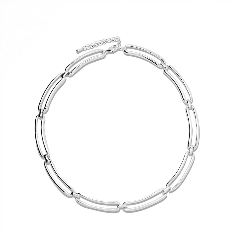 Sleek Silver Link Necklace. DPN19