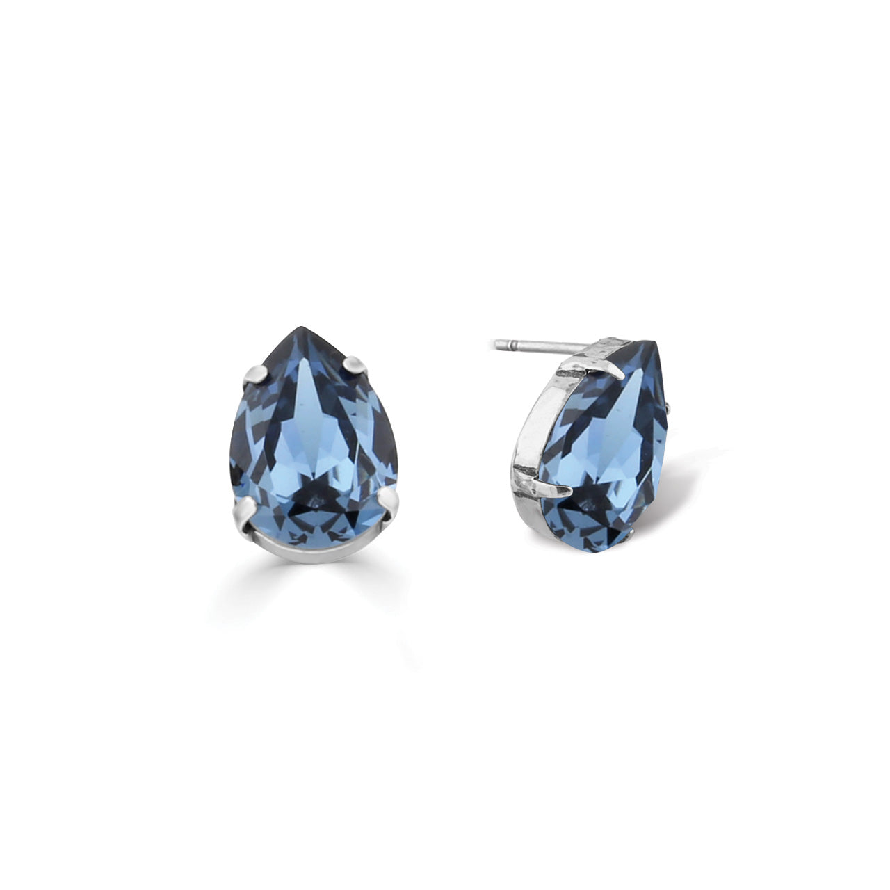14x10 mm Denim Swarovski Crystal Teardrop Earrings. E6029