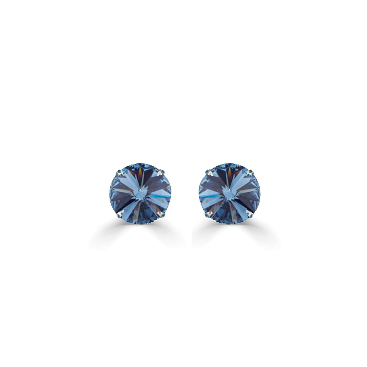 12mm Denim Blue Swarovski Crystal Rivoli Crystal Earrings. E6047