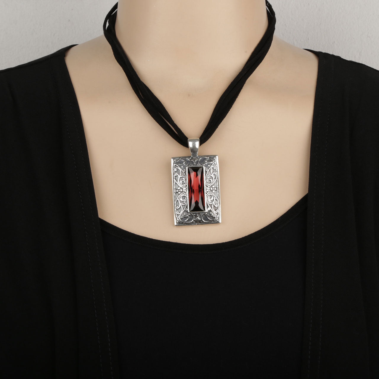 Multi-strand Black Suede Necklace. N2042