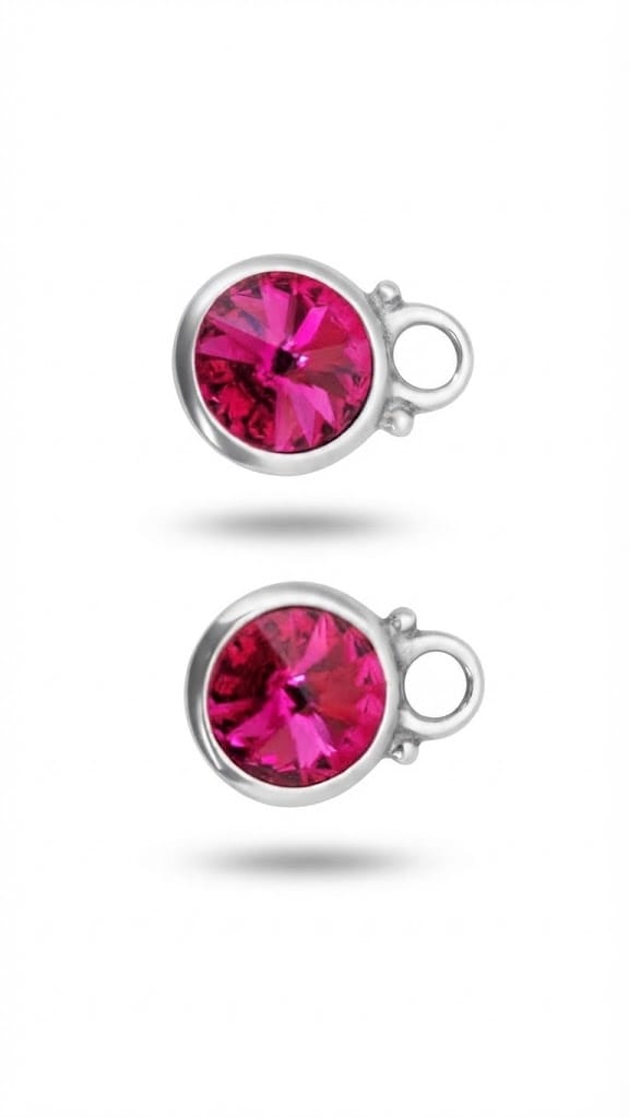 12mm Rivoli Fuschia Pink Swarovski® Crystal Earrings. E4074