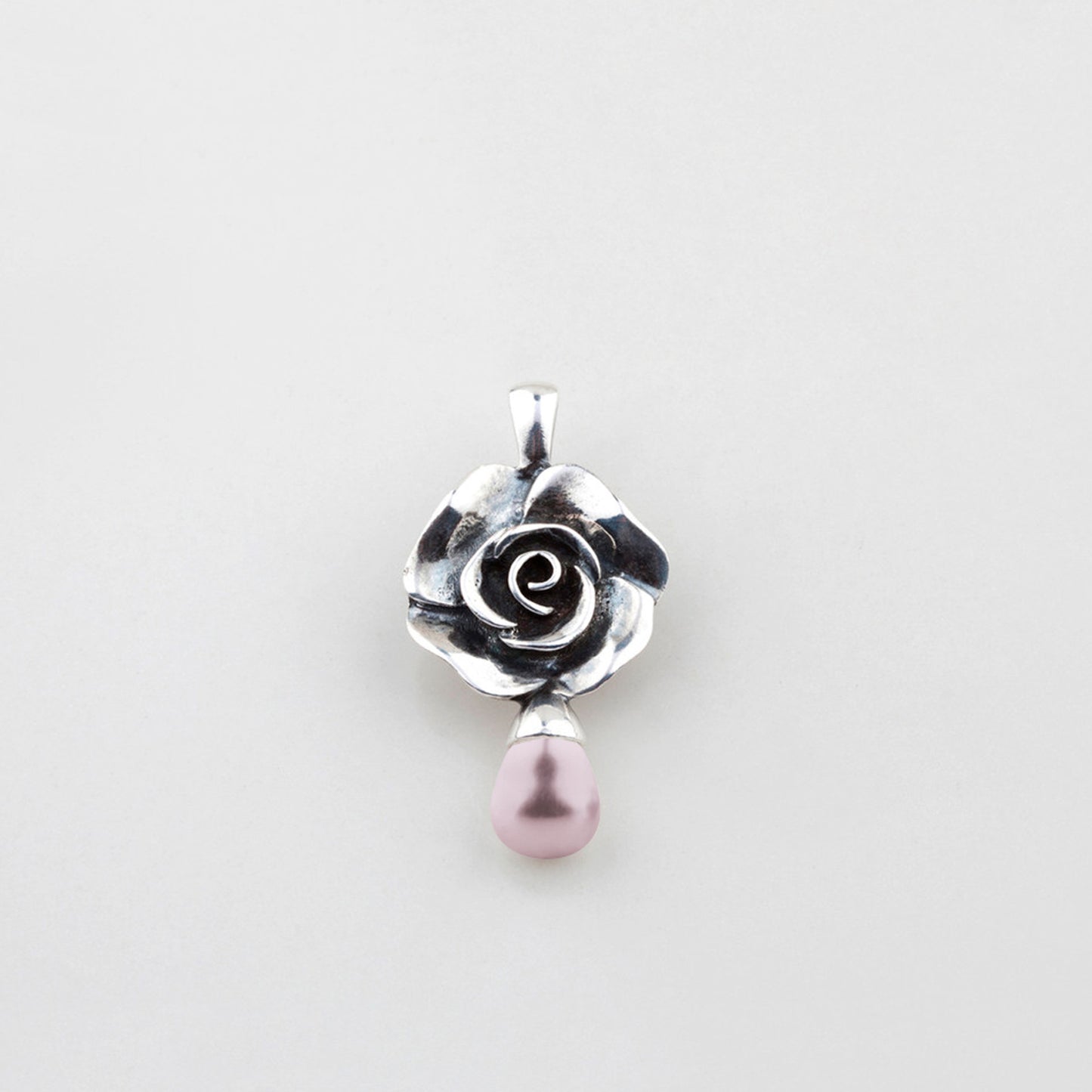 Rose & Pink Shell Pearl Drop Pendant. EN2143