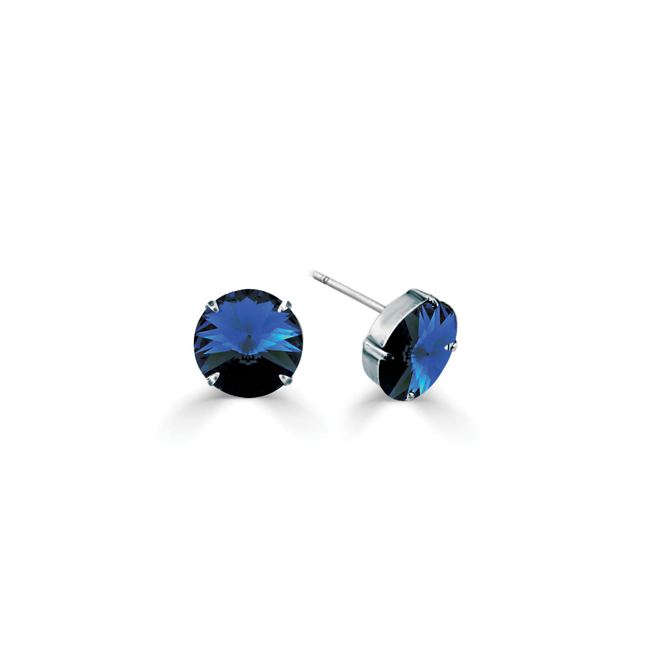 12mm Montana Swarovski Crystal Rivoli Crystal Earrings. E6043