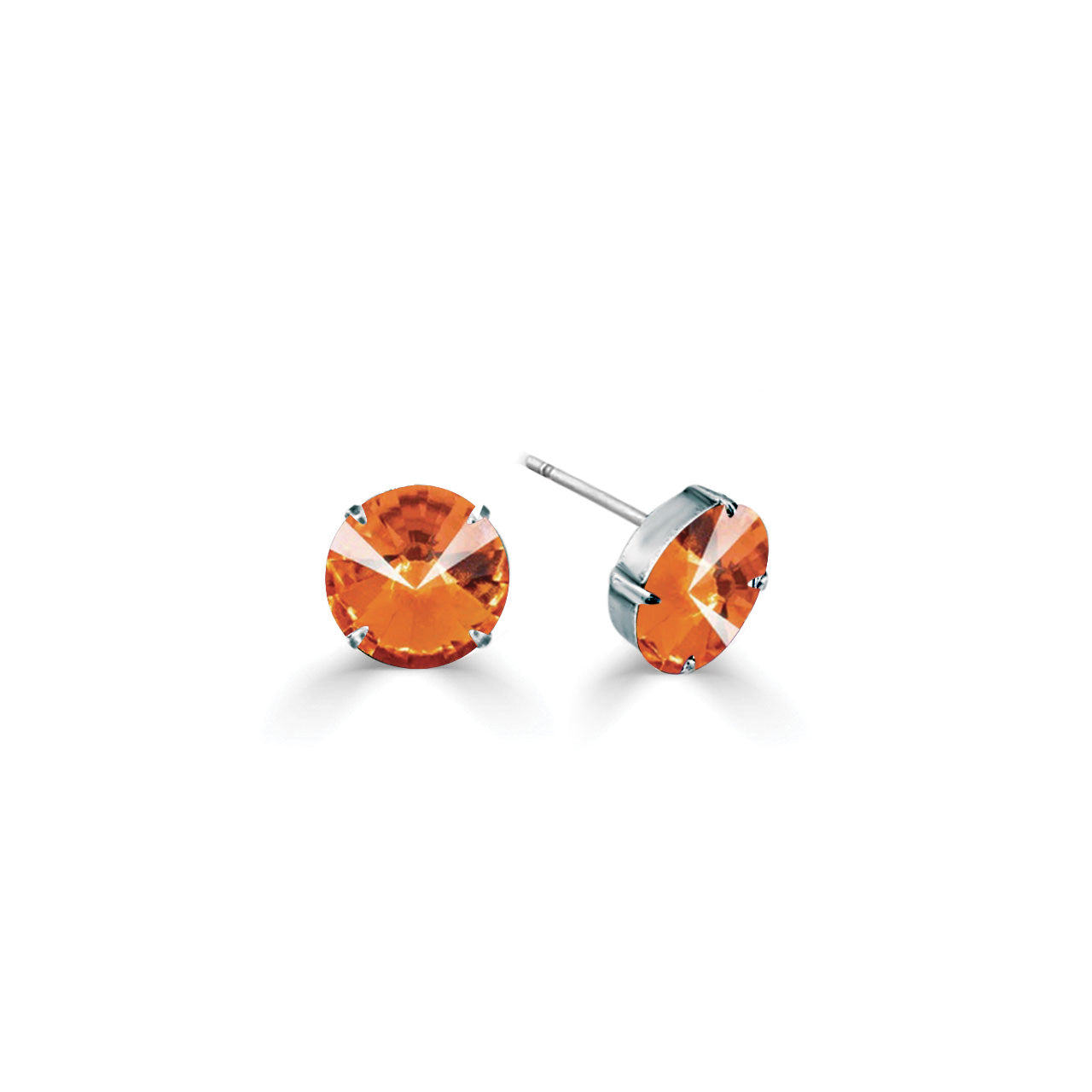 12mm Tangerine Swarovski Crystal Rivoli Crystal Earrings. E6049