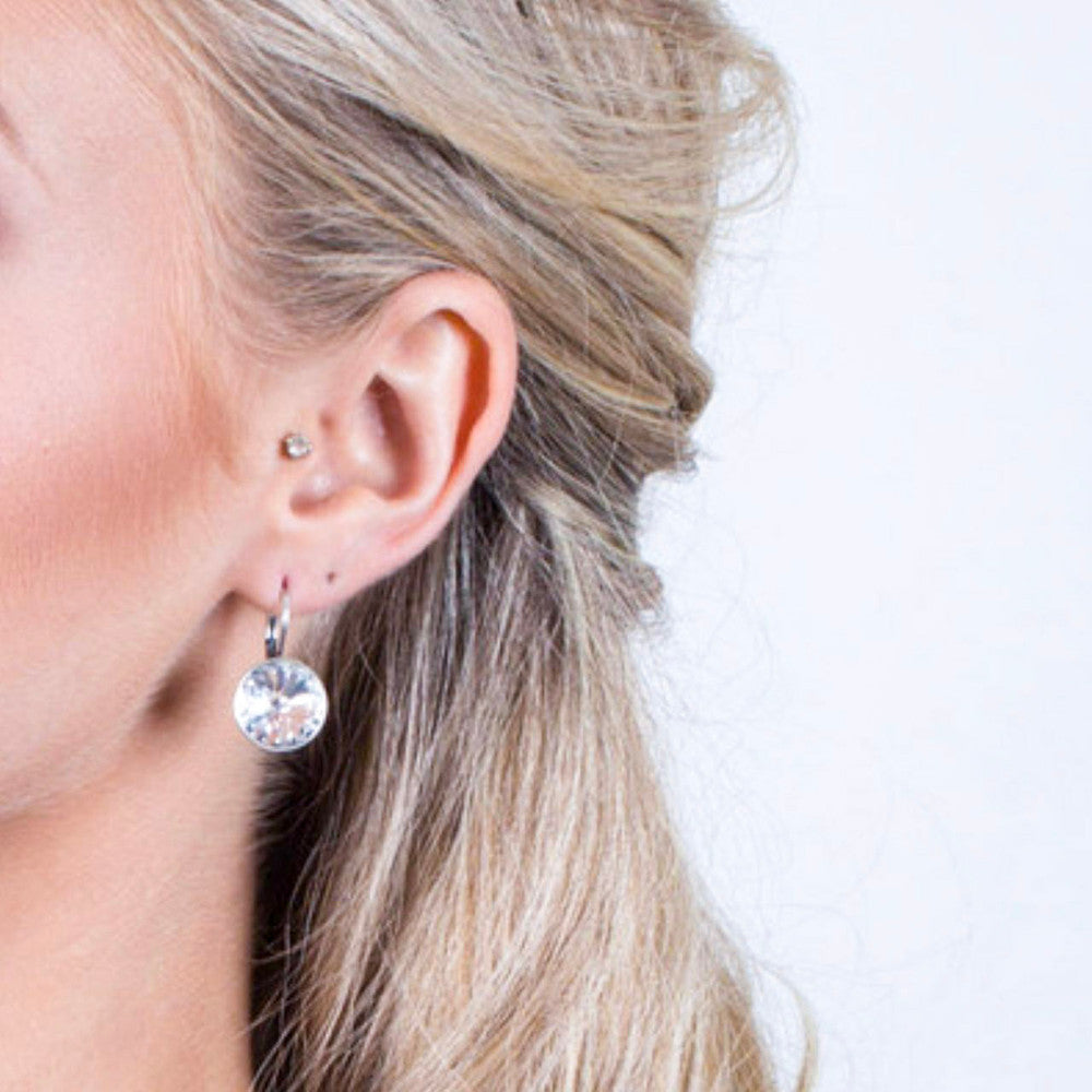 Petite Temptation Drop Earrings 12mm Rivoli Swarovski crystals. E2846