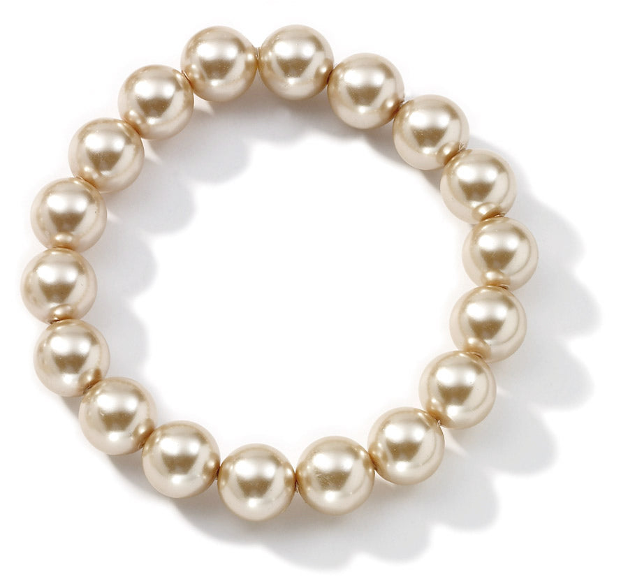 Champagne Pearl Stretch Bracelet. B693