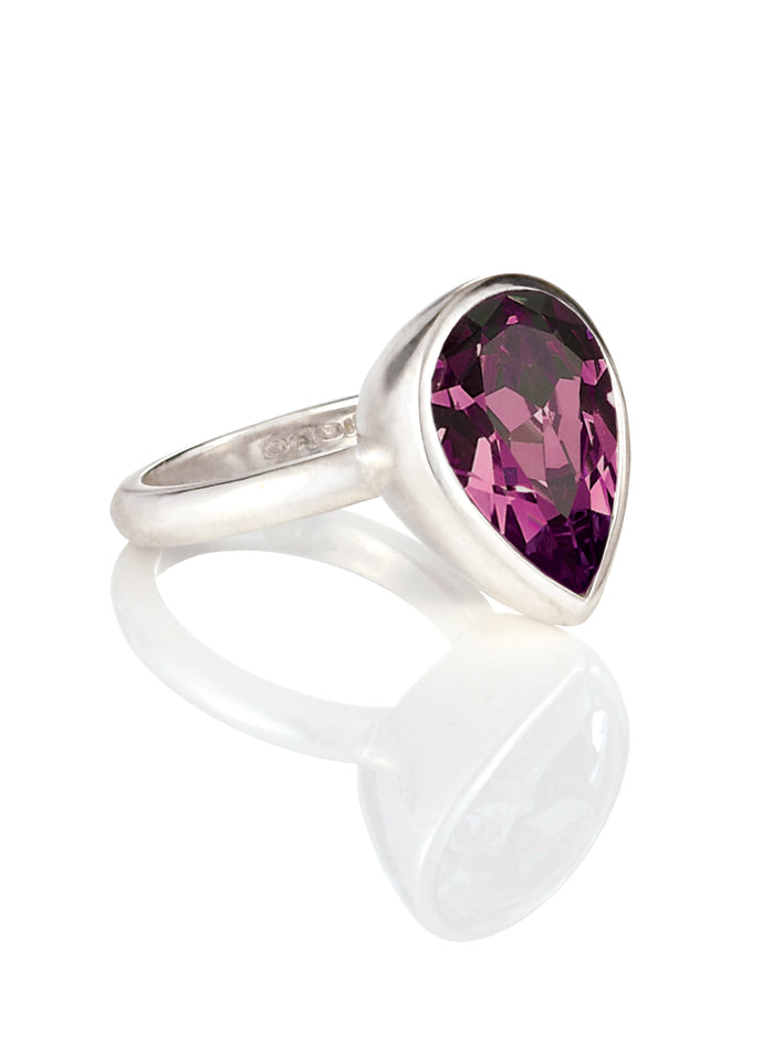 Large Teardrop Swarovski Crystal Ring.