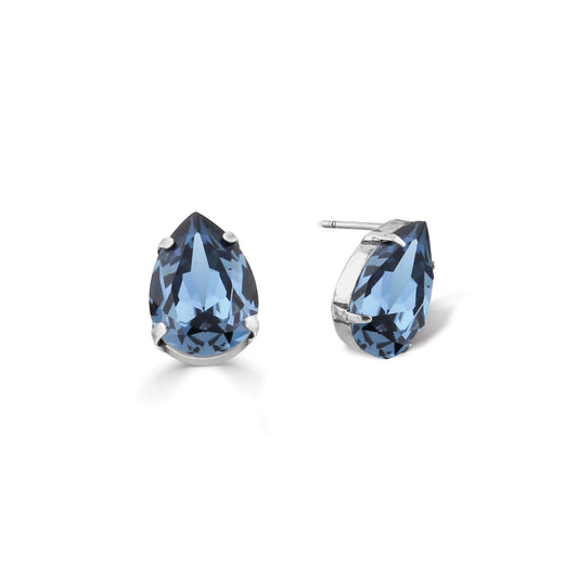 14x10 mm Denim Swarovski Crystal Teardrop Earrings. E6029