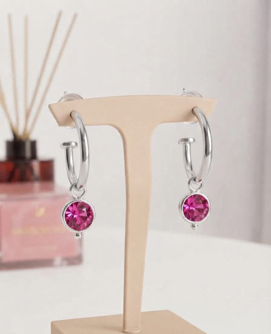 12mm Rivoli Fuschia Pink Swarovski® Crystal Earring Charm (E4074)