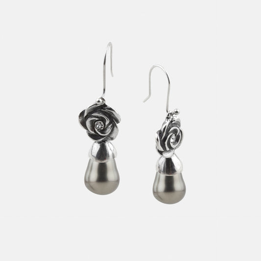 South Sea Pearl Rose Drop Earrings. E2666