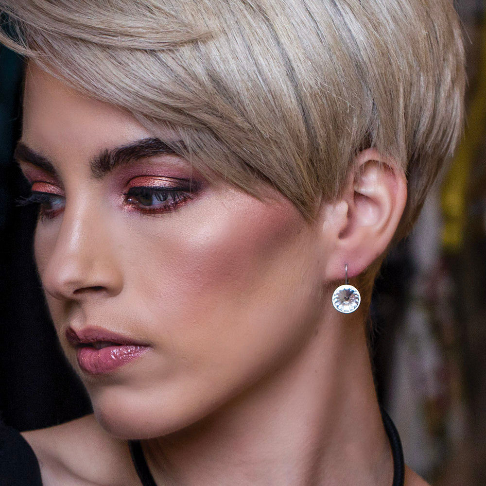 Petite Temptation Drop Earrings 12mm Rivoli Swarovski crystals. E2846