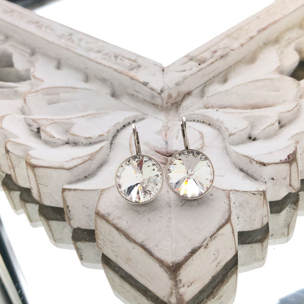 Petite Temptation Drop Earrings 12mm Rivoli Swarovski crystals. E2846