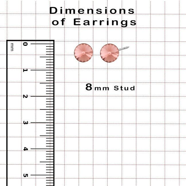 8mm Rivoli Swarovski crystal Stud Earrings. NEW COLOURS