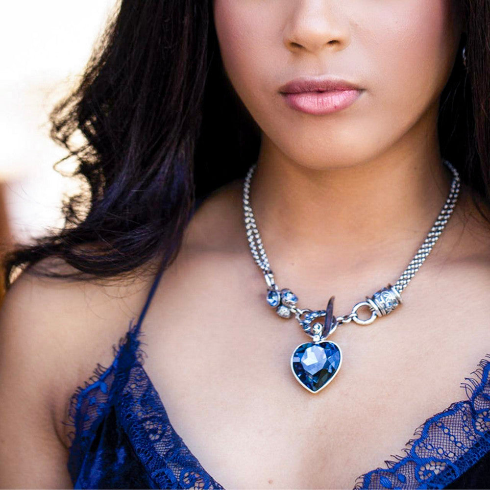 Denim Lily Rose Floral Necklace. N1506