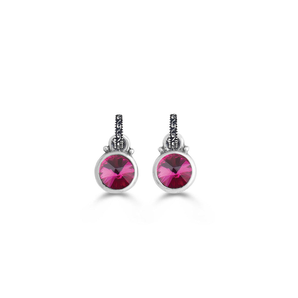 12mm Rivoli Fuschia Pink Swarovski® Crystal Earrings. E4074