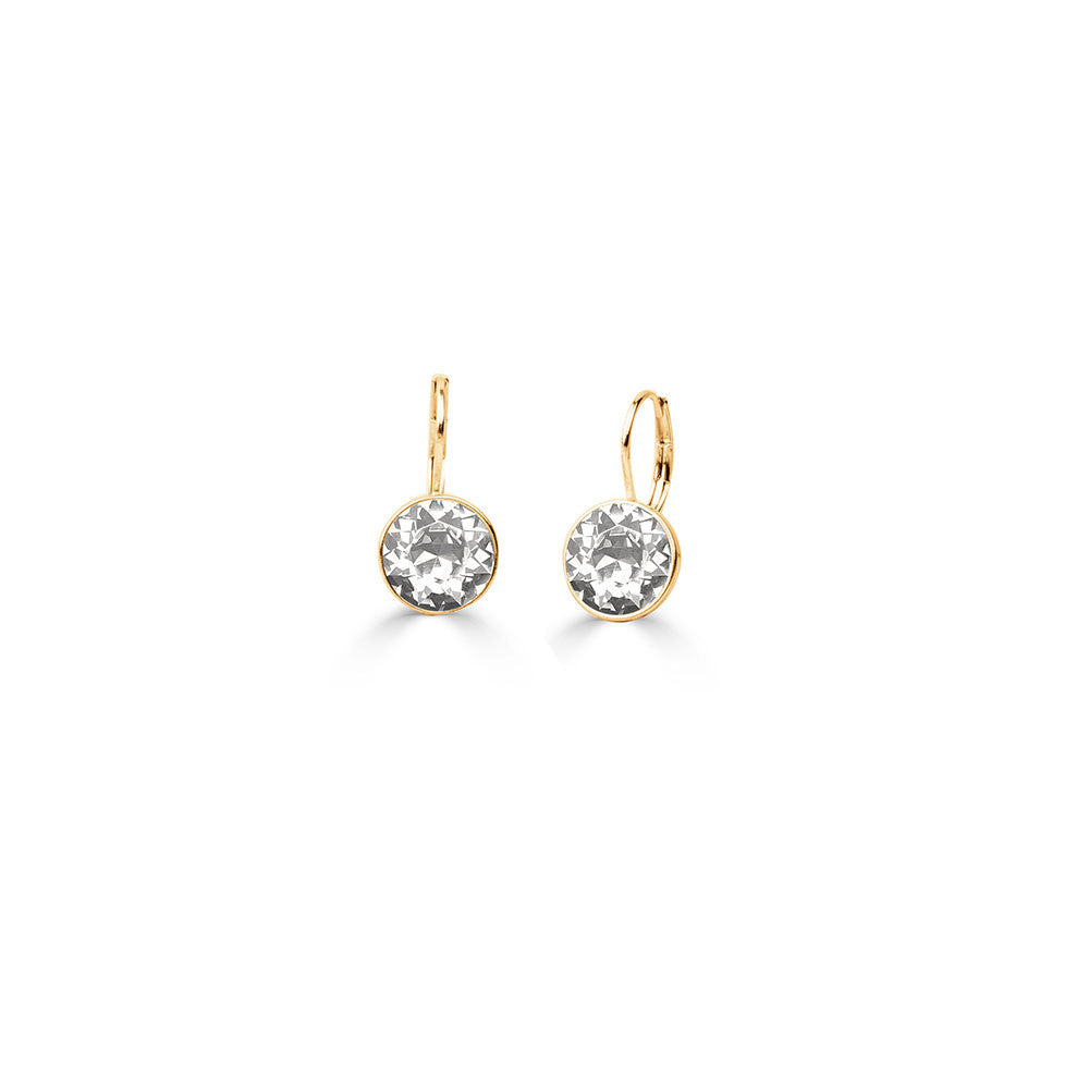A pair of 18ct gold-plated petite glamour rock earrings with lever back fastening and 10mm brilliant-cut Swarovski crystal inserts.