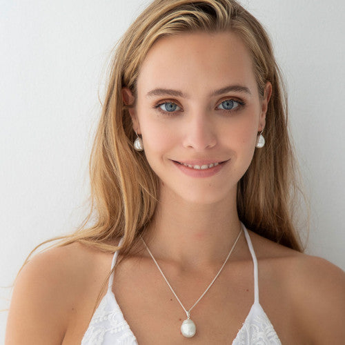 South Sea Glass Pearl Drop Earrings. E5239