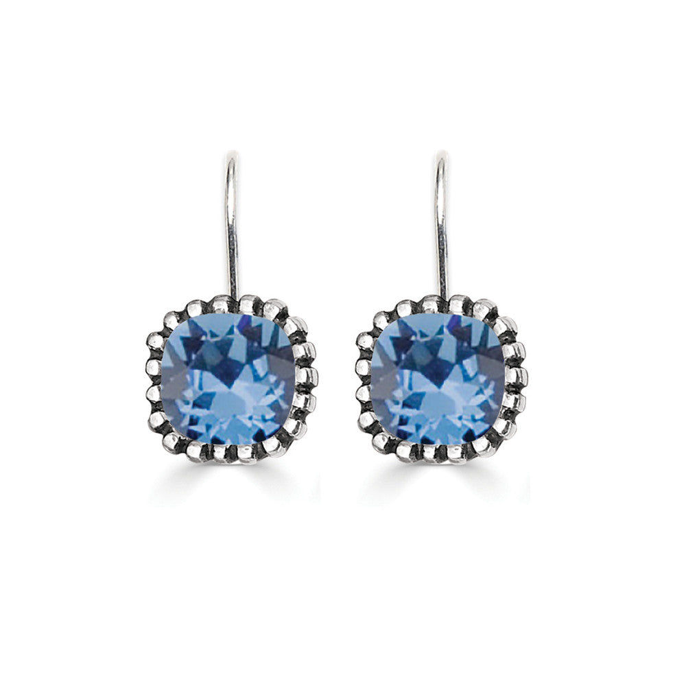 10mm Denim Swarovski Crystal Cushion Earrings