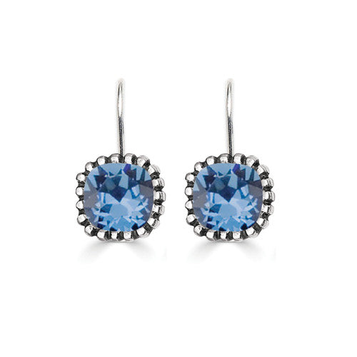 10mm Denim Swarovski Crystal Cushion Earrings