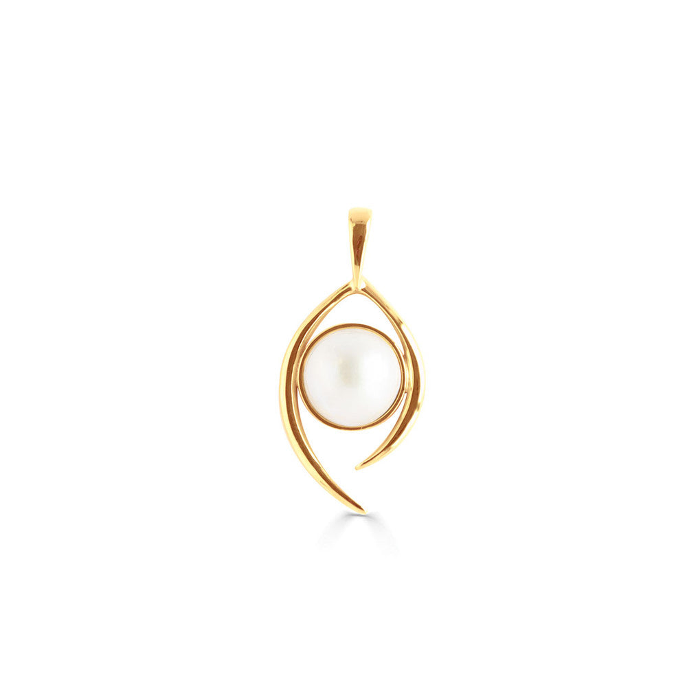 Gold Vermeil Sterling Silver Slider Pendant with Genuine Mabe Pearl