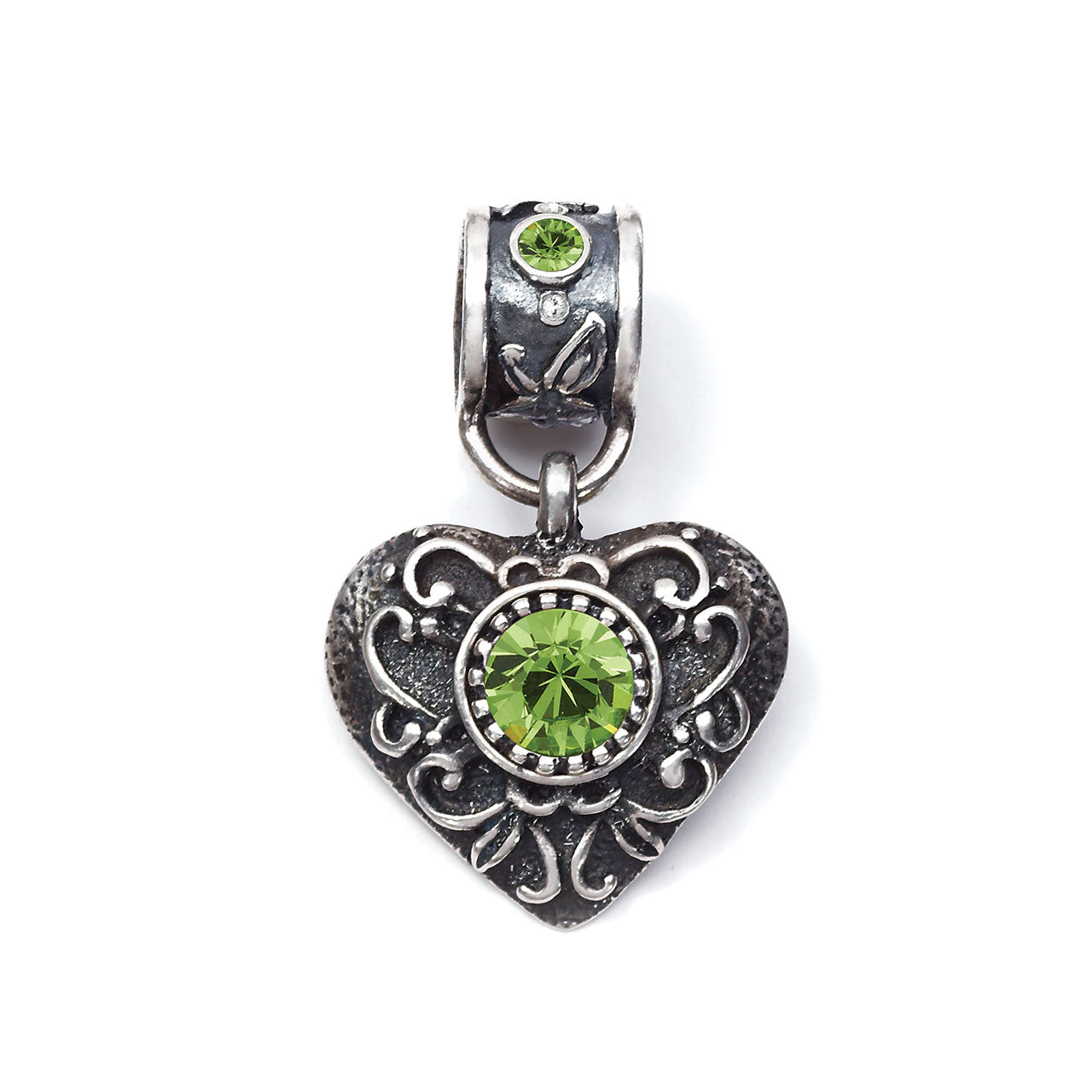Peridot Heart Slider Pendant. EN816
