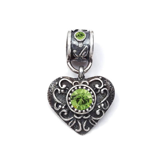 Peridot Heart Slider Pendant. EN816
