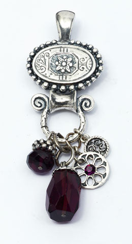 Amethyst Floral Charm Pendant on a white background