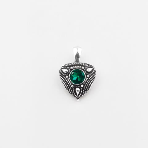 Burnished Silver Emerald Crystal Enhancer. EN2140