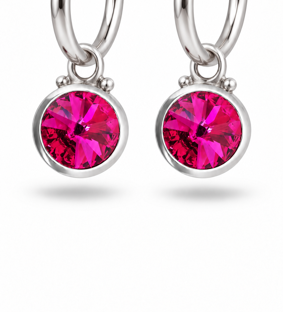 12mm Rivoli Fuschia Pink Swarovski® Crystal Earring Charm (E4074)