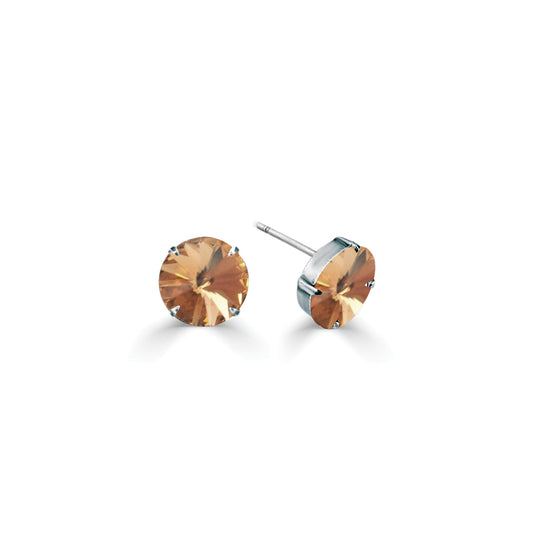 12mm Light Col Topaz Swarovski Crystal Rivoli Earrings. E6037