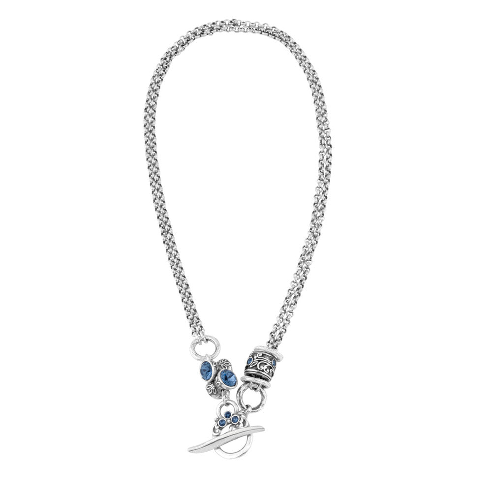 Denim Lily Rose Floral Necklace. N1506