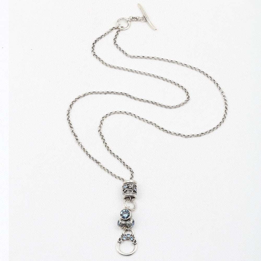 Denim Lily Rose Floral Necklace. N1506