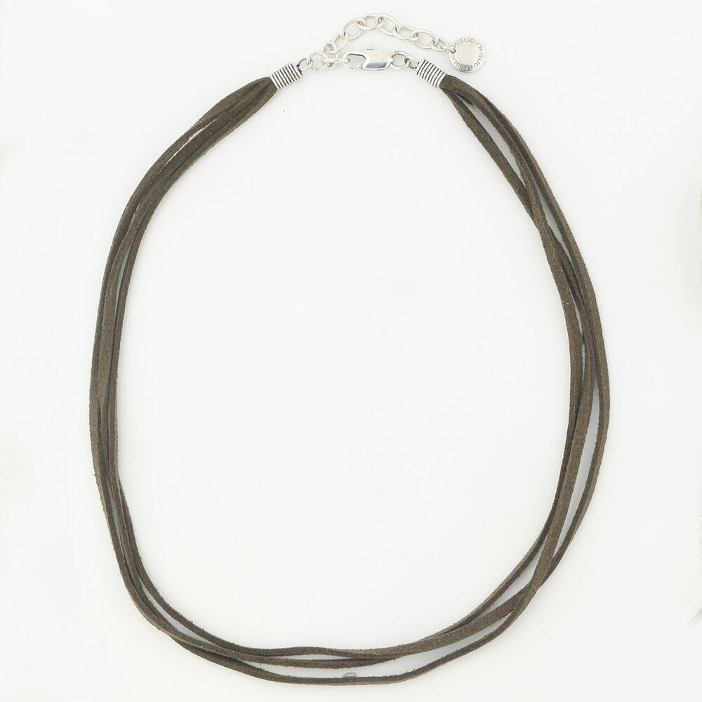 Khaki Green Suede Necklace. N1997