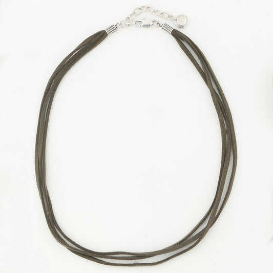 Khaki Green Suede Necklace. N1997