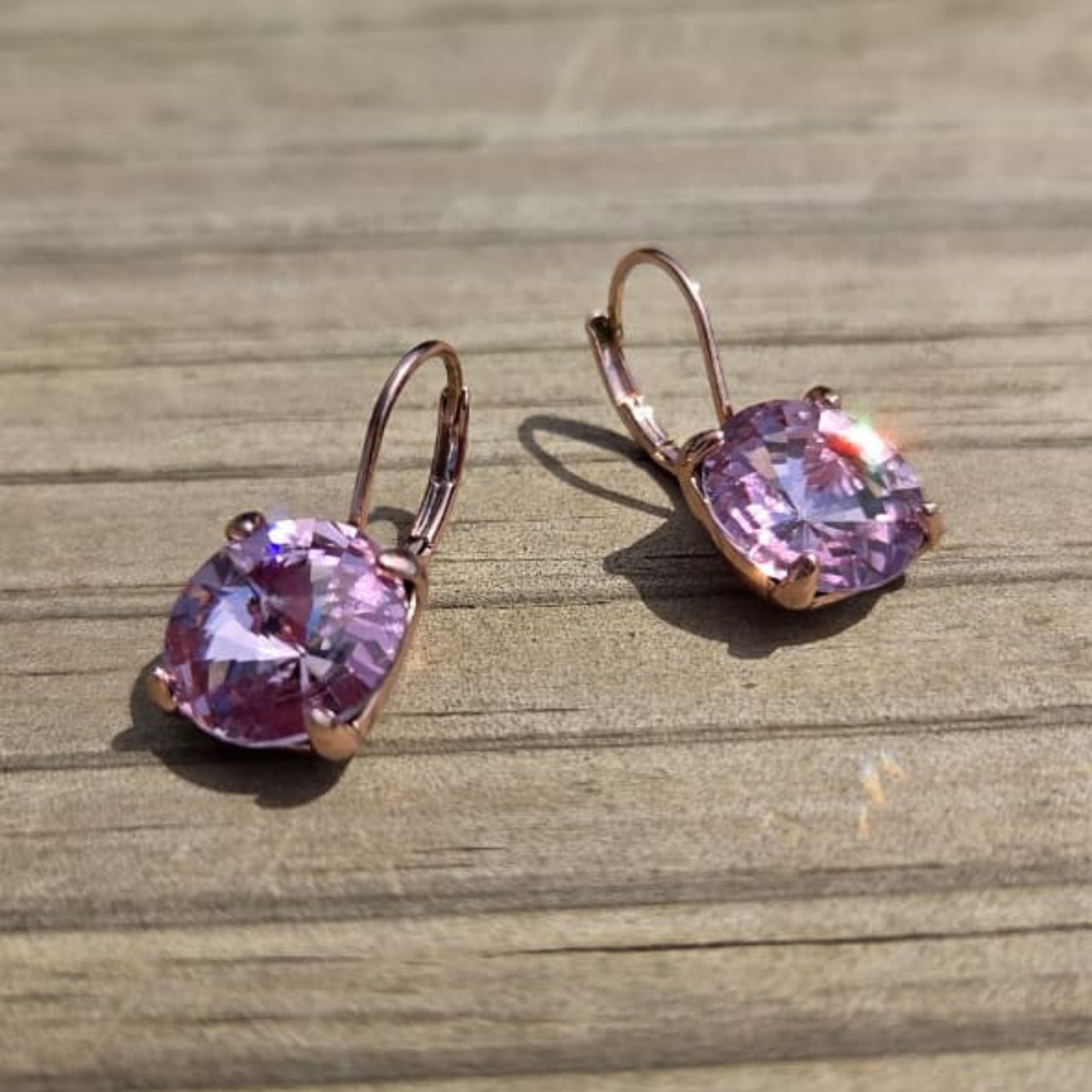 12mm Swarovski Rivoli Crystal Rose Gold Earrings. E100
