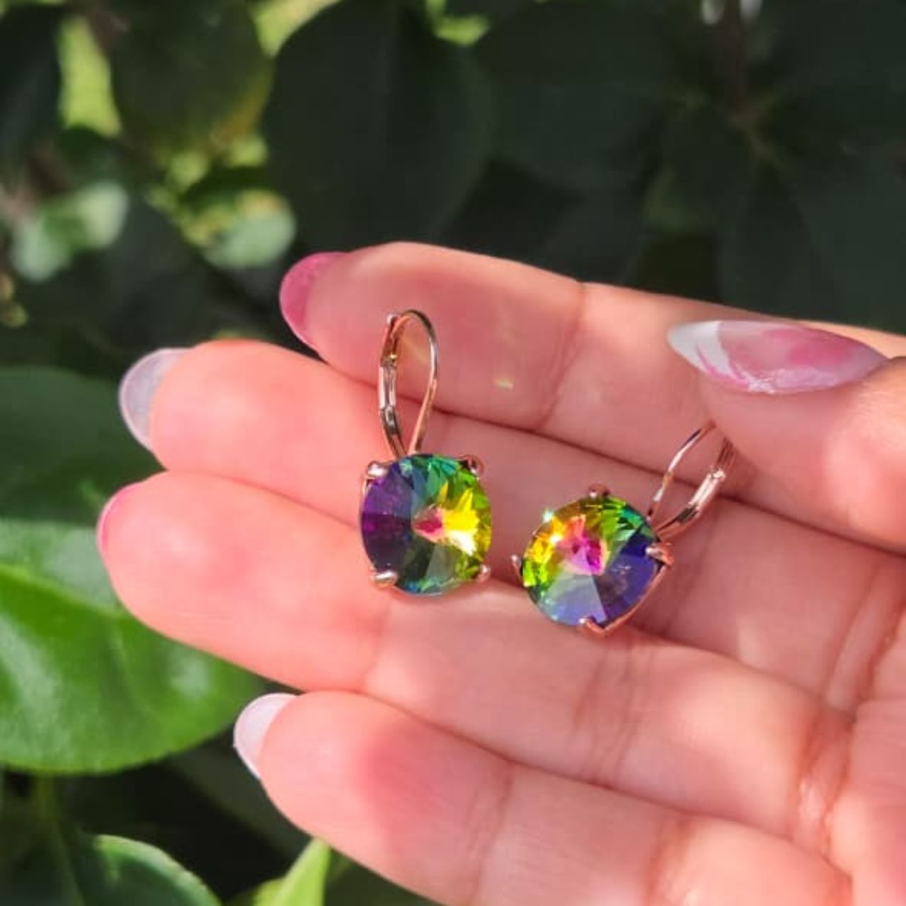 12mm Swarovski Rivoli Crystal Rose Gold Earrings. E100