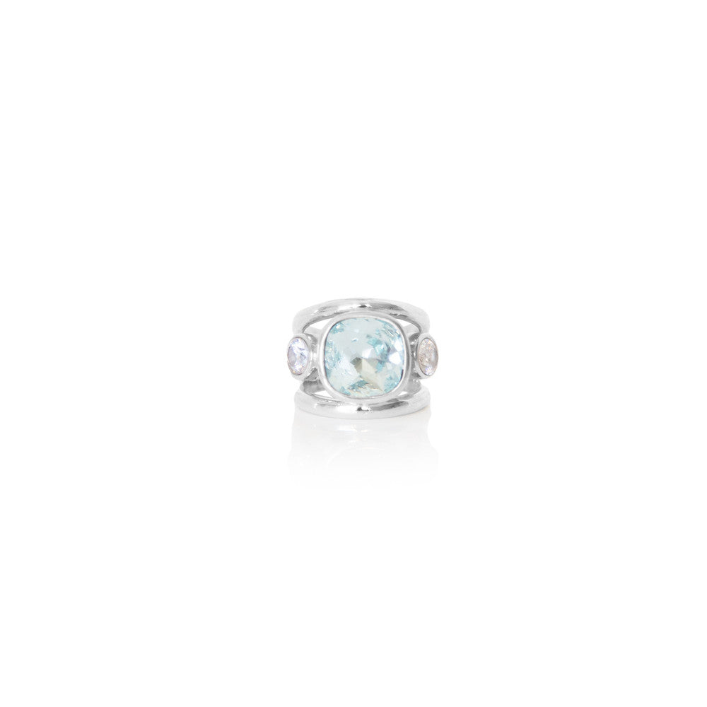 Summertime Blue Light Azure Sterling Silver Ring. RR436