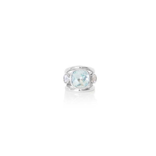 Summertime Blue Light Azure Sterling Silver Ring. RR436