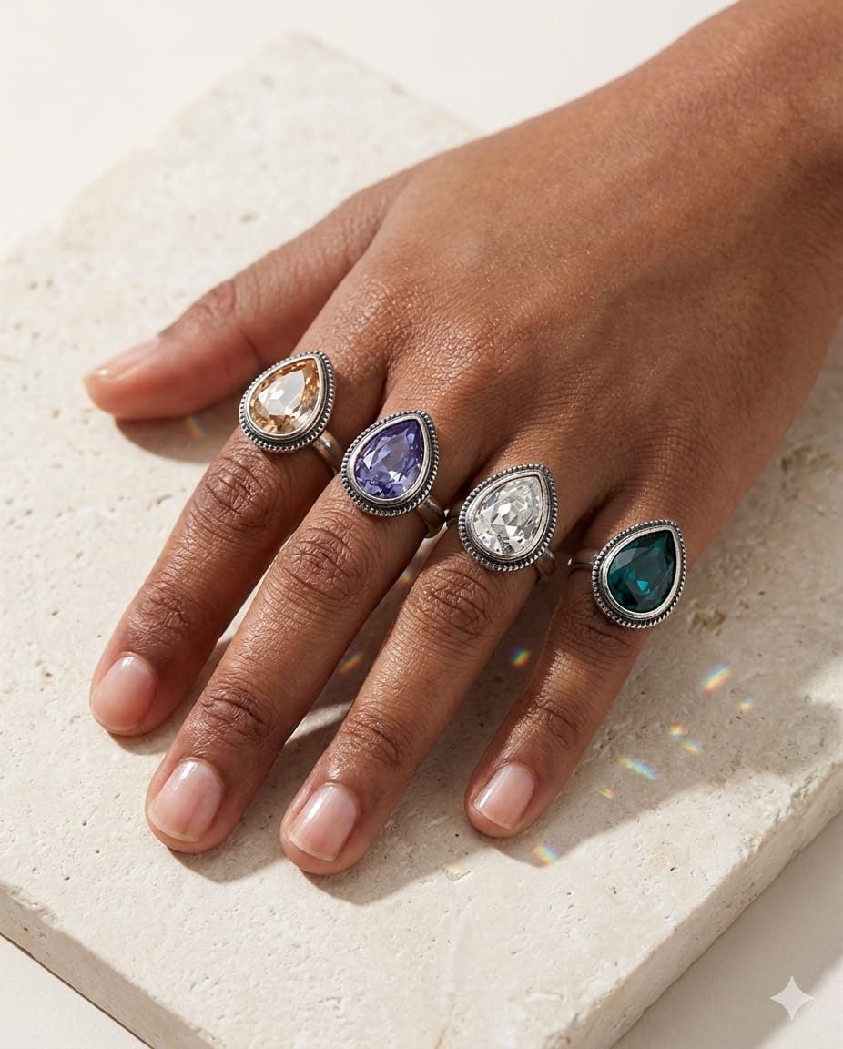 Swarovski Crystal Teardrop Ring
