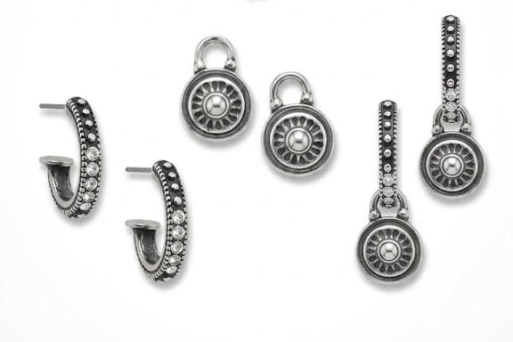 Burnished Silver Sunburst Earring Charm (E2484)