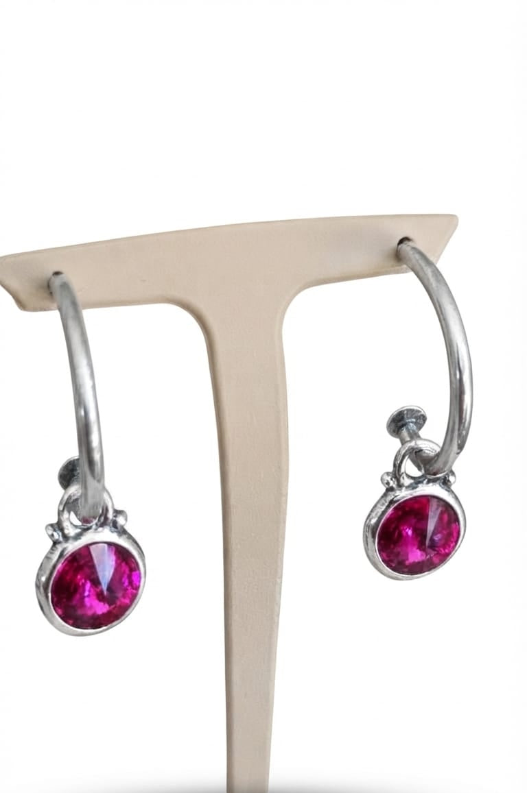 12mm Rivoli Fuschia Pink Swarovski® Crystal Earring Charm (E4074)