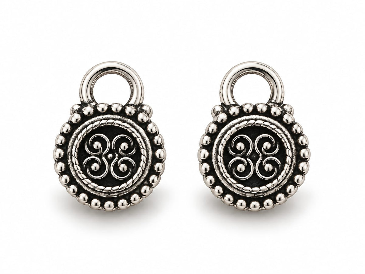 Burnished Silver Scroll Earring Charms
