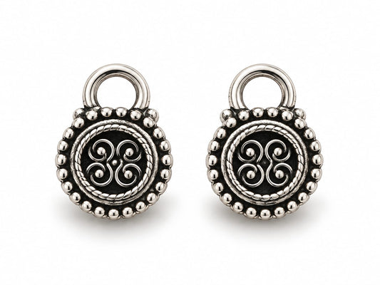 Burnished Silver Scroll Earring Charms