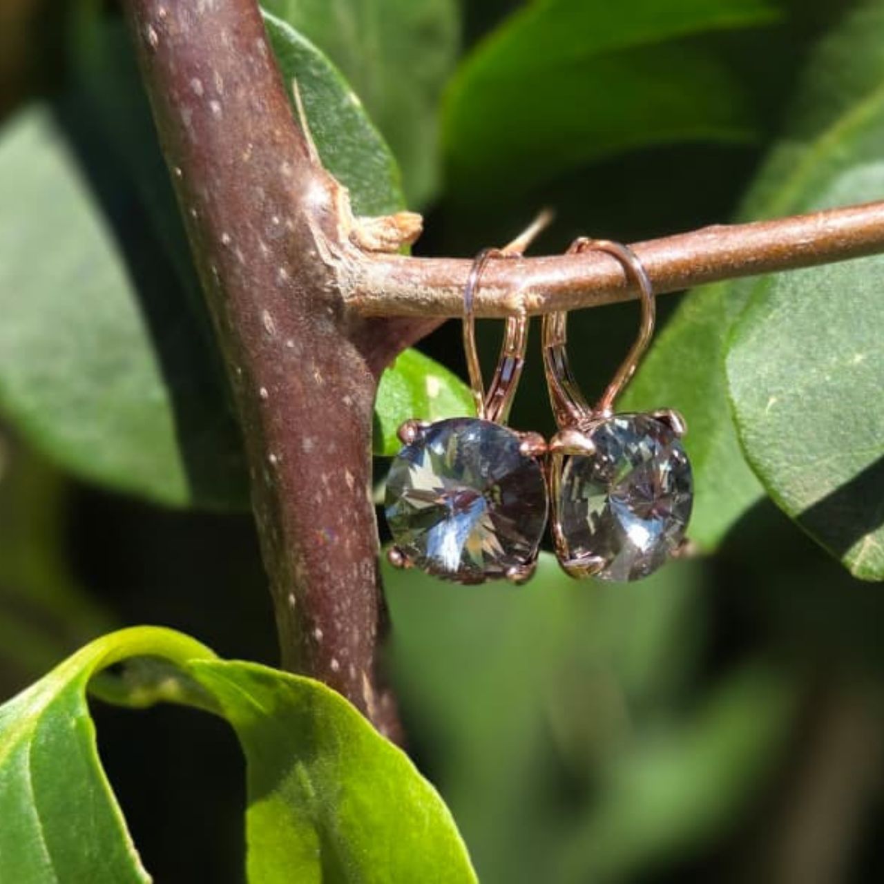 12mm Swarovski Rivoli Crystal Rose Gold Earrings. E100