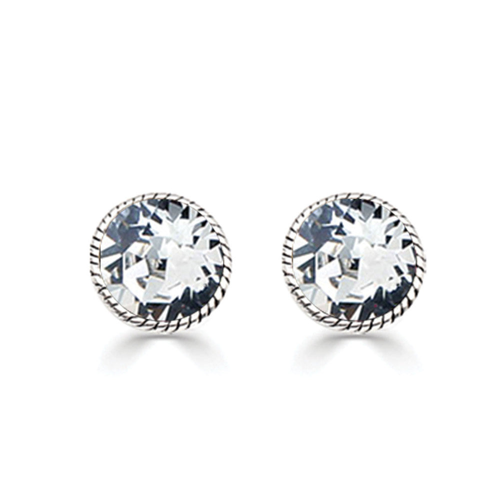 Rope Edged 8mm Swarovski Stud Earrings. E2043