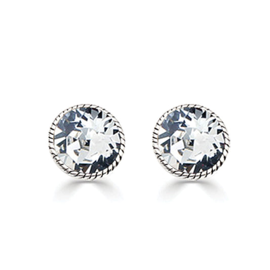 Rope Edged 8mm Swarovski Stud Earrings. E2043