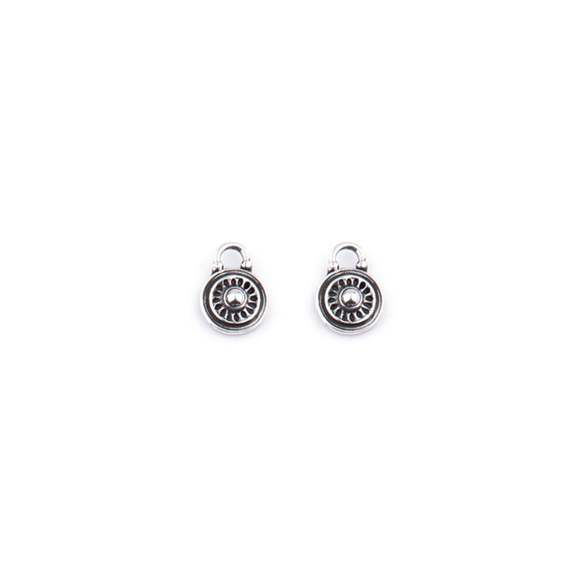 Burnished Silver Sunburst Earring Charm (E2484)