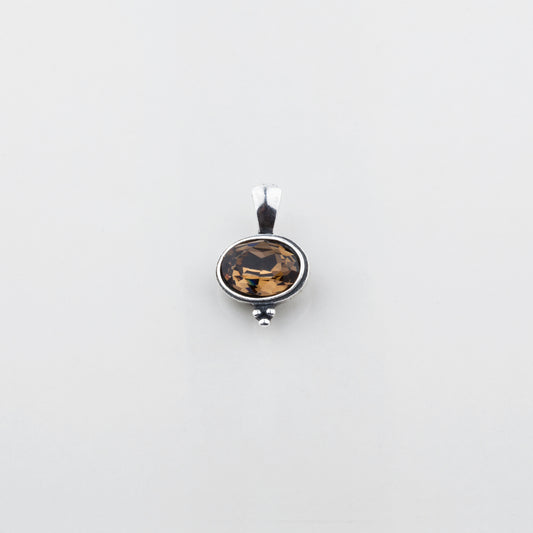Smokey Quartz Oval Swarovski Pendant. EN1136