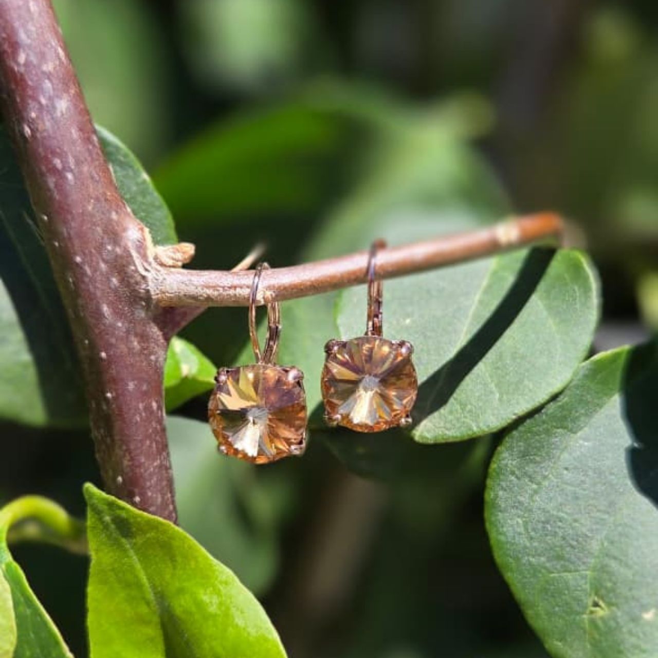 12mm Swarovski Rivoli Crystal Rose Gold Earrings. E100